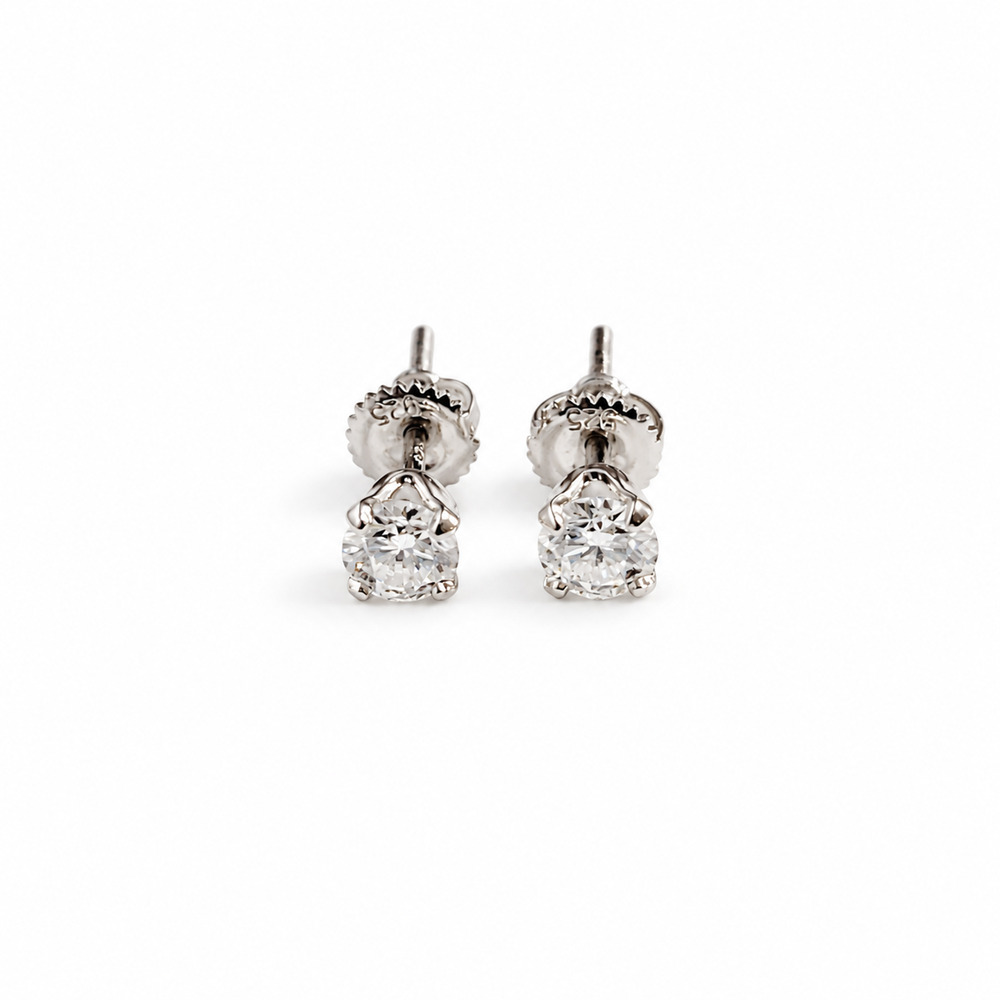 4mm Moissanite Rose Bloom Stud Earrings S925 Sterling Silver Screw Back